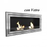 Biocamino London 150x65x16 cm acciaio con vetro camino camini