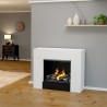 Camino elettrico 110 x 100 x 30 cm mod Lenny camino stufa Bianco con vapore 3D