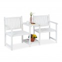 Panchina per il tuo giardino mod.Duo da giardino con tavolo in legno di abete 86 x 161 x 61 cm bianco