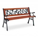 Panchina da giardino in legno con dettagli in ghisa e PVC mod Castle 73 x 125 x 52,5 cm