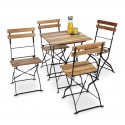 Set di 4 Sedie da Giardino in Stile Naturale mod .Yoga 84 x 42 x 44 cm Legno/Ferro