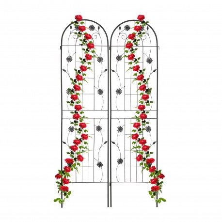 Set di 2 Griglie Ornamentali per Piante Rampicanti mod.Matilda 200 x 50 x 1,5 cm Ferro