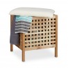 Sgabello da Bagno Moderno con Portabiancheria in Noce 49 x 49 x 52 cm