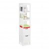 Pratico Mobile a Ripiani per il Bagno 144x30x30cm Mobile alto ripiani aperti e 2 cassetti