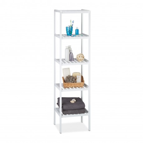 Scaffale da Bagno in Bambù Bianco mod Lis, 139,5 x 34,5 x 33 cm dove mettere tutti i libri Scaffale Autoportante