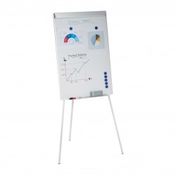 Lavagna magnetica con supporto per fogli Flipchart 90 x 60 cm altezza fino a 175 cm Bianco-argento