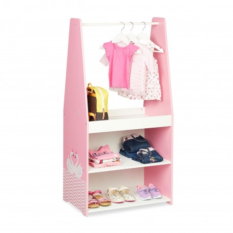 Appendiabiti per bambini con scaffali 120 x 60 x 40 cmv Rosa, bianco