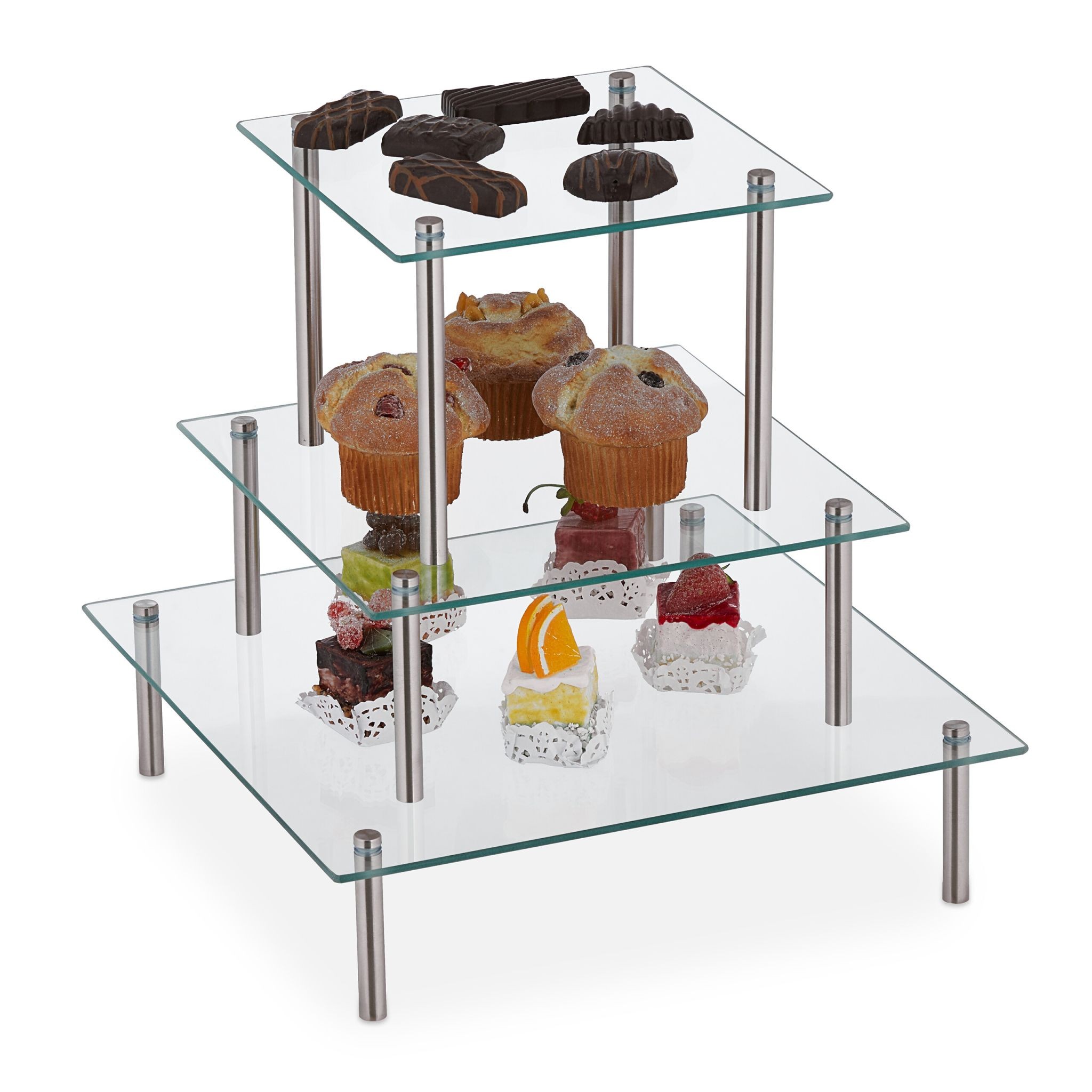 Alzata Per Dolci A 3 Piani In Metallo | Porta Dessert E Frutta A Spirale, Nero, Per Buffet E Feste