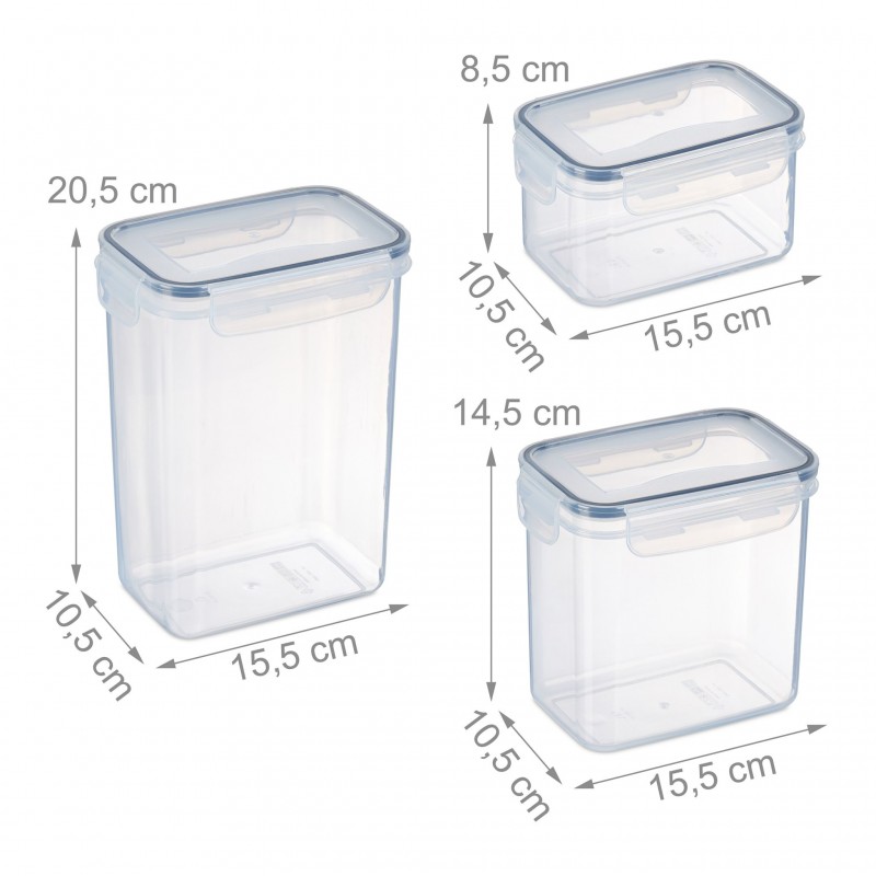 Binnan Set 5 Contenitori Alimentari In Plastica Con Coperchio - Capacità Da 300 A 1440 Ml - Trasparenti