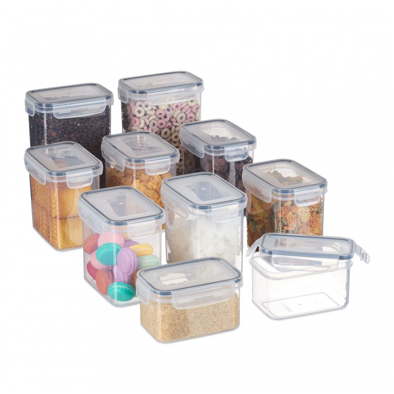 Set 3 Contenitori Ermetici Per Alimenti Secchi - Trasparenti, Impilabili, Senza BPA, Con Coperchio A Tenuta - Per Farina, Zucchero, Pasta, Snack