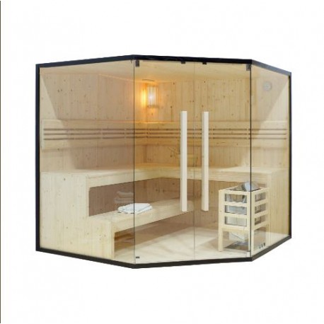 Indoor Sauna tradizionale mod. SHADOW XXL 200 x 200 x 190 cm Legno di abete nordico fino a 6 persone