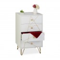 Comò bianco con dettagli dorati comò alto e elegante 86 x 48 x 39 cm 4 capienti cassetti