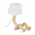 Lampada da tavolo robot con "testa luminosa"in legno LED a forma 42 x 18 x 32 cme