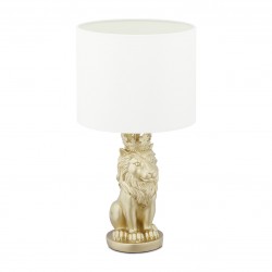 Lampada da tavolo decorativa con leone maestoso 47,5 x 25 cm in stile maestoso con leone dorato