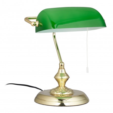 Lampada da banchiere con paralume in vetro verde 31 x 22,5 x 18,5 cm Design classico anni '30