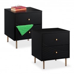 Comodini nero con dettagli dorati elegante con cassetti e dettagli oro 52x 45x40 cm