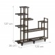 Scaffale portapiante nero con rotelle 91,5 x 93 x 26 cm moderno con rotelle e 9 ripiani