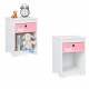 2xPiccoli Comodini per la Cameretta per Bambini con Cassetto 41 x 32 x 31 cm cigni innamorati rosa -pink