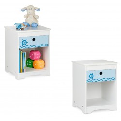 2xMini Comò per Bambini con Motivi Nautici con Cassetto 41 x 32 x 31 cm Pratico e Sicuro