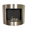 Biocamino LUNA 80 cm parete/appoggio argento acciaio inox, bruciatore regolabile FD60
