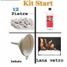 Kit Start 1 Litro Bioetanolo + pietre decorative + imbuto + lana di vetro