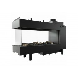 STUFA A Gas mod Leopold camino 138x95x43cm visione orizzontale e realistica della fiamma