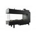 STUFA A Gas mod Leopold camino 138x95x43cm visione orizzontale e realistica della fiamma