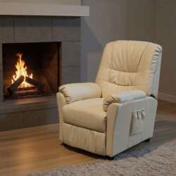 POLTRONA MASSAGGIANTE beje CAMILLA SP952, Poltrona relax ,riscaldata vibrante, ecopelle , poltroncina TV , massaggi