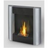 Biocamino 70 - 80 cm. Sarah FD68 ACCIAIO INOX camino boxato, acciaio argento bruciatore regolabile